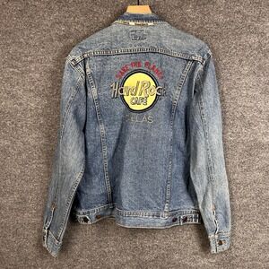 Vintage Hard Rock Cafe Dallas Denim Jacket Concepts Blue Mens Size S‎
